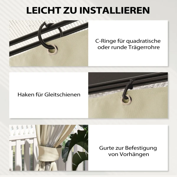 Paviljoen Zijwanden, 4 Zijwandpanelen Voor Tuinpaviljoen, Met Rits, 3 X 4 M Paviljoen, Crèmewit