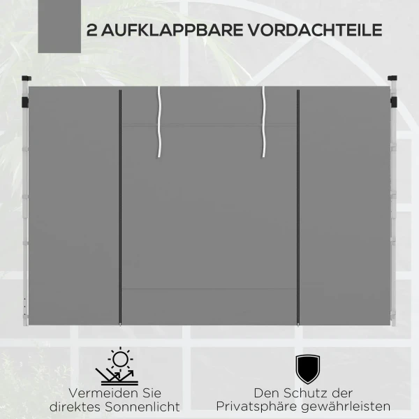 Paviljoengordijnen, Set Van 2, Voor 3x6m Of 3x3m Tuinpaviljoens, Met Ramen En Deuren, Lichtgrijs