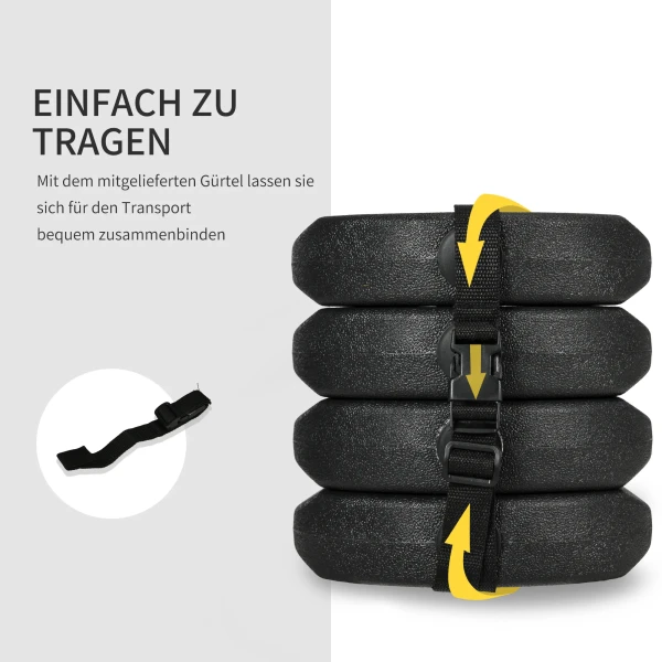 Paviljoenstandaard Voeten 4 delige Set 12 Kg Gewichten Met Bevestigingspinnen En Transportriem