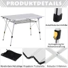 Picknick Klaptafel, Opvouwbare Tafel, In Hoogte Verstelbare Kampeertafel, Incl. Draagtas, Aluminium, Zilver, 120 X 69 X 59 78 Cm