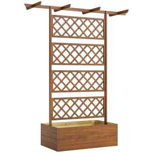 Plantenbak Met Klimrek, Vierkante Houten Plantenbak Met Rugleuning Voor Klimplanten En Dak