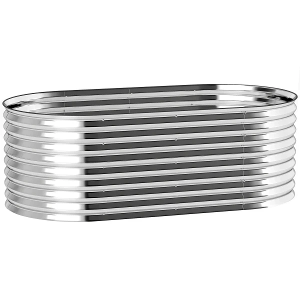 Plantenbak, Metalen Bloembak Met Veiligheidsrand En Handschoenen, Open Bodem, 160B X 80T X 56H Cm, Grijs