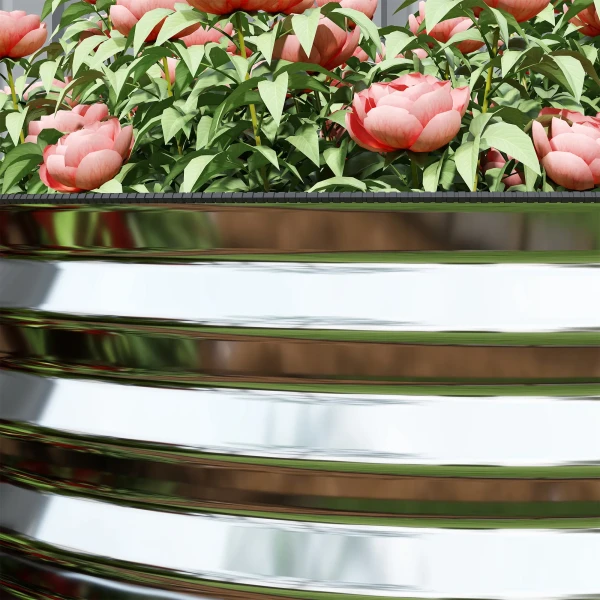 Plantenbak, Metalen Bloembak Met Veiligheidsrand En Handschoenen, Open Bodem, 160B X 80T X 56H Cm, Grijs