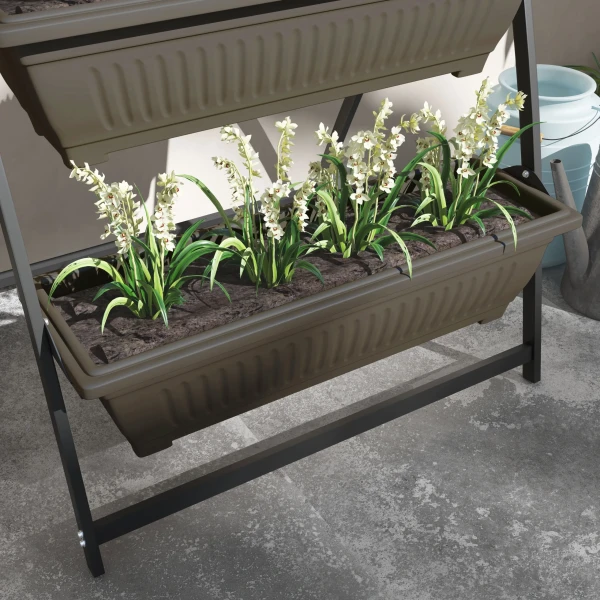 Plantentrap Bloementrap Plantenrek, Stapelbaar, Weerbestendig, 76 Cm X 79 Cm X 162 Cm, Bruin