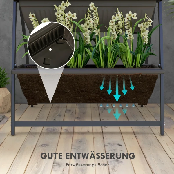 Plantentrap Bloementrap Plantenrek, Stapelbaar, Weerbestendig, 76 Cm X 79 Cm X 162 Cm, Bruin