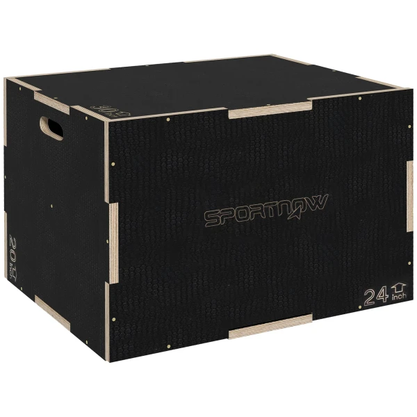 Plyo Box/Springbox, Robuust, 61 X 51 X 41 Cm, Zwart, Handvat 10x3,5 Cm, Tot 120 Kg