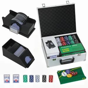 Poker Set, 300 Chips, Dobbelstenen, 2 Kaartspellen, Accessoires, Koffer, Voor 8 Spelers