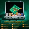 Pokerchips Set In Koffer, Met Dobbelstenen, Dealer Knop, 2 Kaartspellen, Zilverkleurig