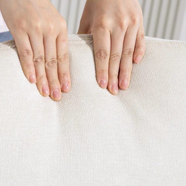 Polsterstoel Met Voetenbankje, Lounge Stoel Met Hoge Rugleuning, Metalen Basis, Voor Woonkamer, Slaapkamer, Beige