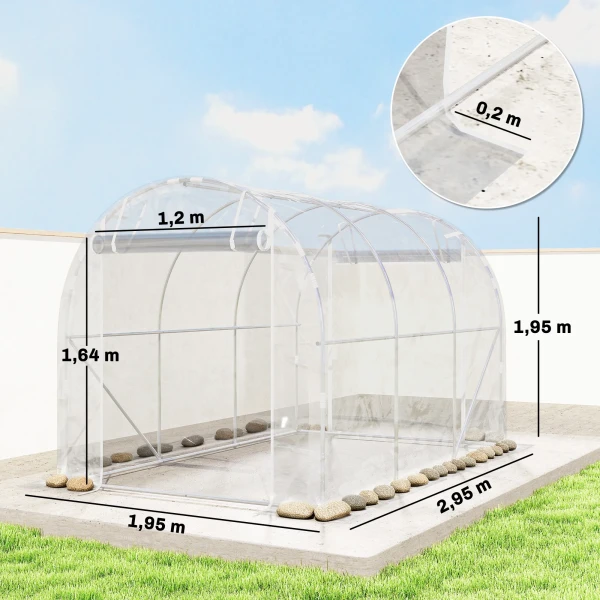 Polytunnel Kas, Beloopbare Kas Met Gegalvaniseerd Stalen Frame En UV bestendige PE hoes, Transparant