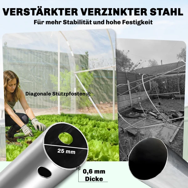 Polytunnel Kas, Beloopbare Kas Met Gegalvaniseerd Stalen Frame En UV bestendige PE hoes, Transparant