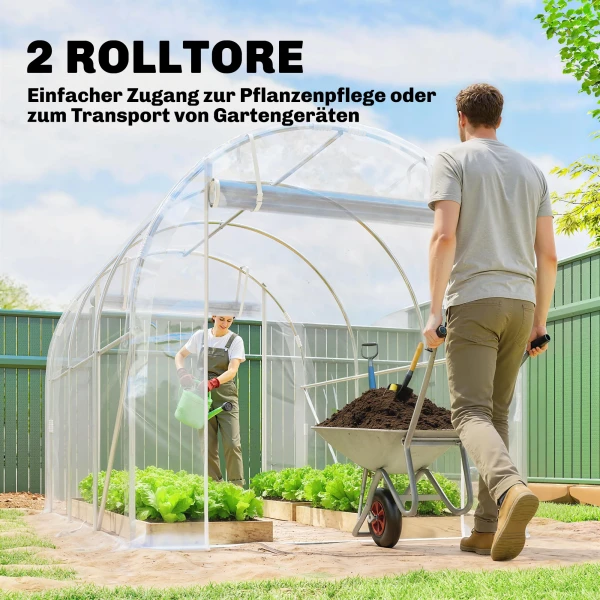 Polytunnel Kas, Beloopbare Kas Met Gegalvaniseerd Stalen Frame En UV bestendige PE hoes, Transparant