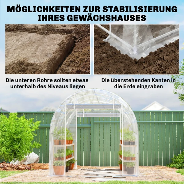 Polytunnel Kas, Beloopbare Kas Met Gegalvaniseerd Stalen Frame En UV bestendige PE hoes, Transparant