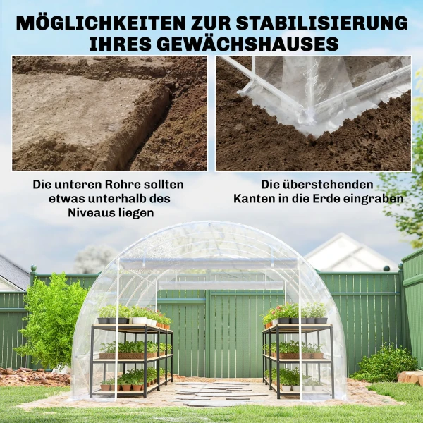 Polytunnel Kas, Beloopbare Kas Met Gegalvaniseerd Stalen Frame En UV bestendige PE hoes, Transparant