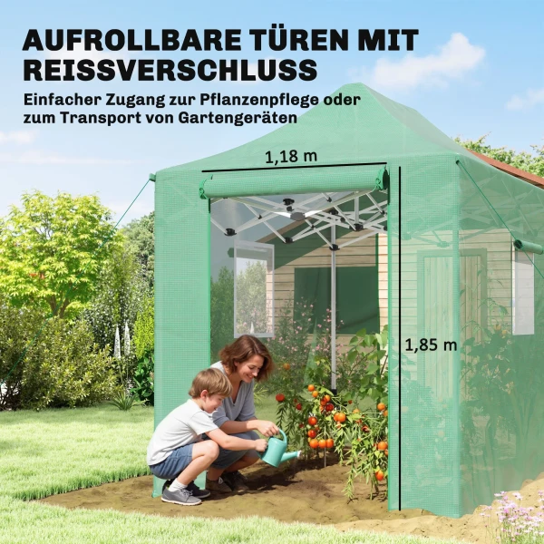 Pop Up Broeikas Ca. 200x300x270 Cm Opvouwbaar Foliebroeikas Met Zadeldak Ritsdeuren En ramen