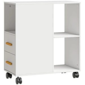 Printerstandaard Printertafel Met Verstelbare Plank, Rollen Voor Fax Scanner 60 X 30 X 65 Cm Wit
