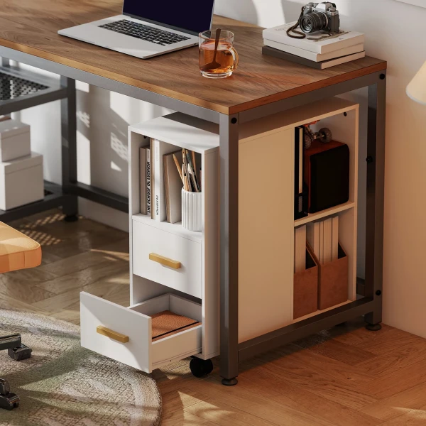 Printerstandaard Printertafel Met Verstelbare Plank, Rollen Voor Fax Scanner 60 X 30 X 65 Cm Wit