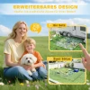 Puppyren, 16 delig Puppyuitloop Opvouwbaar Met Deur Voor Kleine, Middelgrote Honden, 3,2 X 3,2 X 0,8 M, Grijs