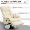 Relaxfauteuil, Ligfunctie, Lederlook, Voetensteun, Tot 150 Kg, 78 X 80 X 109 Cm, Crème
