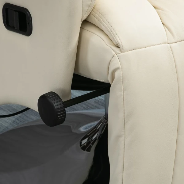 Relaxfauteuil, Ligfunctie, Lederlook, Voetensteun, Tot 150 Kg, 78 X 80 X 109 Cm, Crème