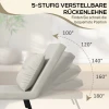 Relaxstoel In Scandinavisch Design, Ligstoel, Leesstoel. Incl. Kussen Met Knoophechting, Crèmewit