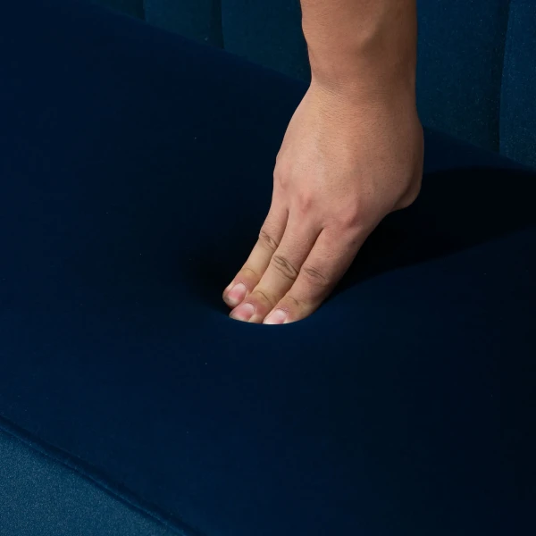 Retrodesign 2 zitsbank, Houten Poten, 117 Cm X 56,5 Cm X 77 Cm, Blauw