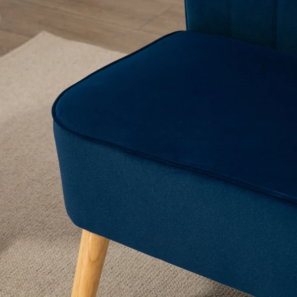 Retrodesign 2 zitsbank, Houten Poten, 117 Cm X 56,5 Cm X 77 Cm, Blauw