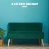 Retrodesign 2 zitsbank, Houten Poten, 117 Cm X 56,5 Cm X 77 Cm, Donkergroen