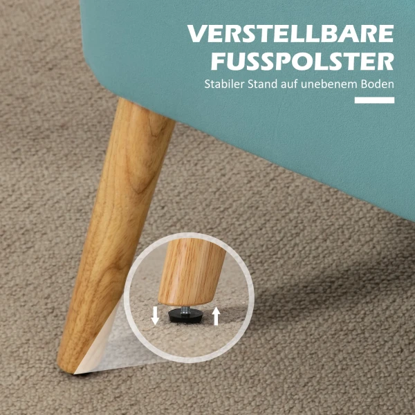 Retrodesign 2 zitsbank, Houten Poten, 117 Cm X 56,5 Cm X 77 Cm, Groen