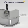 Roestvrijstalen Kattenbak Open Kattenbak Met Schep, Hoge Randmat Voor Katten Tot 7 Kg 60,2 X 40,2 X 29,5 Cm, Grijs