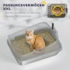 Roestvrijstalen Kattenbak Open Kattenbak Met Schepje Hoge Rand Voor Grote Katten Tot 12 Kg 69,8 X 50,3 X 29,8 Cm Grijs