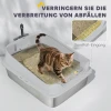 Roestvrijstalen Kattenbak Open Kattenbak Met Schepje Hoge Rand Voor Grote Katten Tot 12 Kg 69,8 X 50,3 X 29,8 Cm Grijs