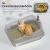 Roestvrijstalen Kattenbak Open Kattenbak Met Schepje Hoge Rand Voor Grote Katten Tot 7 Kg, 60,2 X 40,2 X 29,7 Cm, Grijs