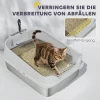 Roestvrijstalen Kattenbak Open Kattenbak Met Schepje Hoge Rand Voor Grote Katten Tot 7 Kg, 60,2 X 40,2 X 29,7 Cm, Grijs