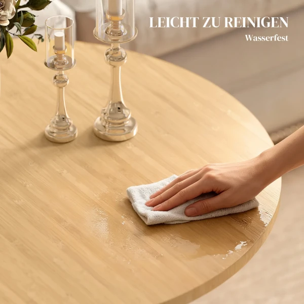 Ronde Salontafel, Bambus Woonkamertafel Met Kruisvoet, Natuur