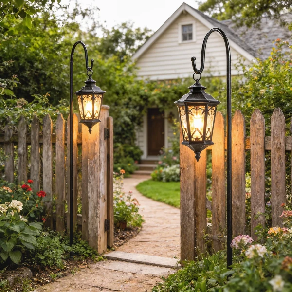 Schaapherdershaken 160cm, 2 Stuks Herdershaken Met 5 Zinken Haken Lantaarnstaf Voor Zonnelampen Plantenmanden Zwart