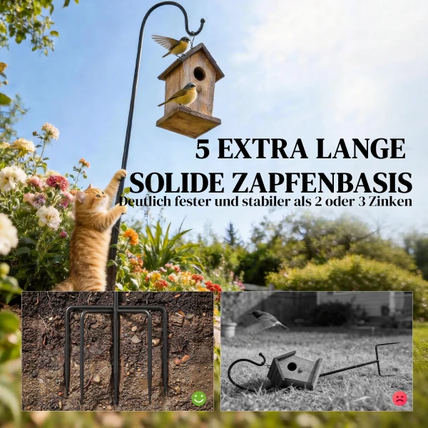 Schaapherdershaken 160cm, 2 Stuks Herdershaken Met 5 Zinken Haken Lantaarnstaf Voor Zonnelampen Plantenmanden Zwart