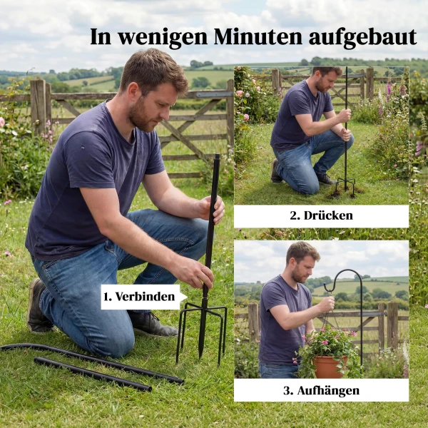 Schaapherdershaken 160cm, 2 Stuks Herdershaken Met 5 Zinken Haken Lantaarnstaf Voor Zonnelampen Plantenmanden Zwart