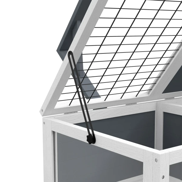 Schildpaddenverblijf, Reptielenbox Met 2 Kamers, Deksel, Kunststof Schalen, Venster, Hout, Grijs