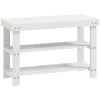 Schoenenbank Bamboe Met 2 Planken, Zitbank Met Opbergruimte, Voor Hal, 70x28x45 Cm, Wit