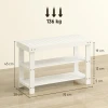 Schoenenbank Bamboe Met 2 Planken, Zitbank Met Opbergruimte, Voor Hal, 70x28x45 Cm, Wit