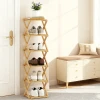 Schoenenrek, Opvouwbare Schoenenstandaard Met 6 Niveaus Van Bamboe, Voor Max. 9 Paar Schoenen, 30 X 29 X 108 Cm, Natuur
