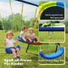 Schommelrek 4 in 1 Schommelset Tot 150 Kg Met Nestschommel, Basketbalring, Voetbaldoel, U Schommel 288 X 160 X 220 Cm