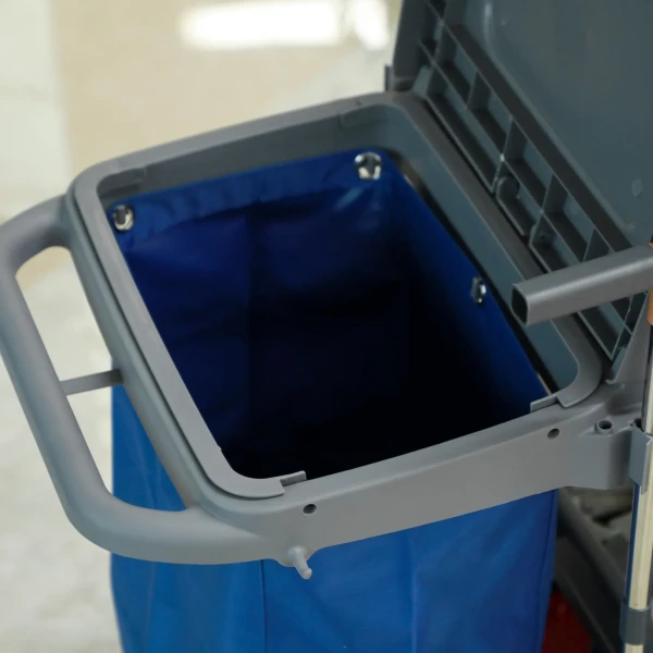 Schoonmaakwagen Met 3 Niveaus, Dweilwagen Met Pers, 2x18L Emmers Voor Hotel