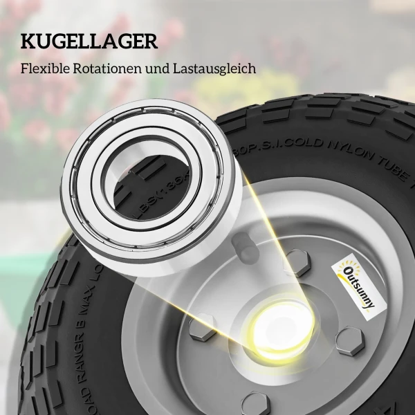 Schubkarrenwiel 4er Set Vervangingswiel 80 Kg Ø 255 Mm Volrubber Luchtbanden Met Buis Kogellagers Zwart