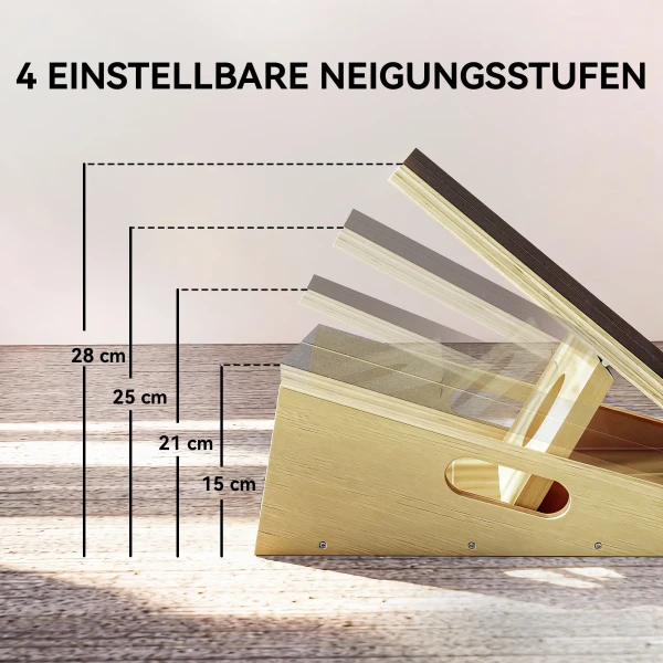 Schuin Bord Voor Ontlastende Oefeningen, 4 Verstelbare Hoeken, Antislip, Hout