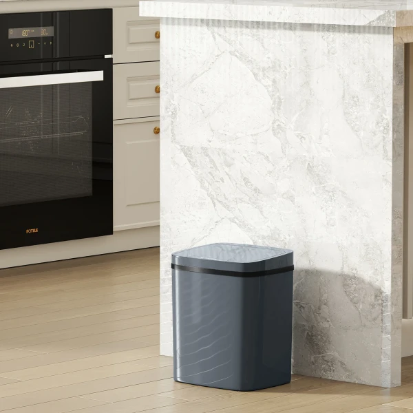 Sensor Prullenbak 15L Automatische Prullenbak Met Twee Openingsmodi, Voor Kantoor, Keukens, 27,6 X 21,4 X 33,5 Cm, Grijs