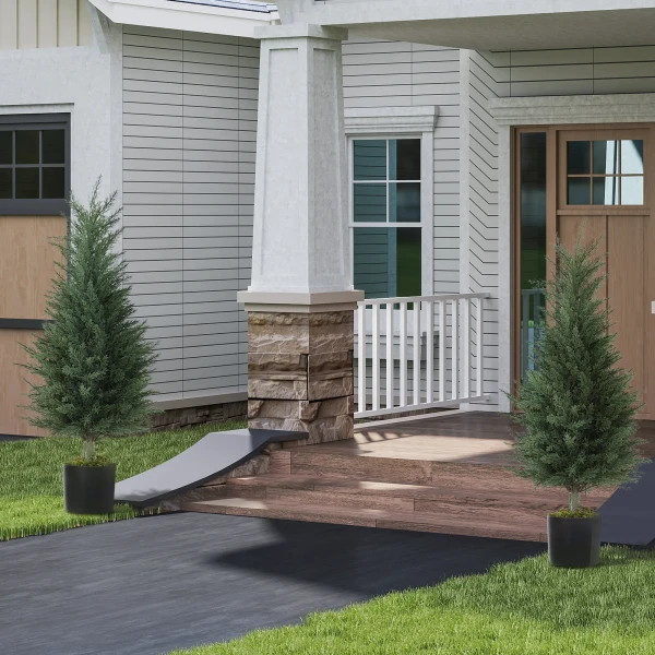 Set Van 2 Kunstmatige Cipres Planten, 362 Kunststof Bladeren, Pot, UV bestendig, Groen