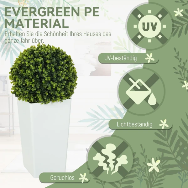 Set Van 2 Kunstmatige Eucalyptusbollen 65 Cm Kunstplant Met UV bescherming, 330 Bladeren In Pot, Groen