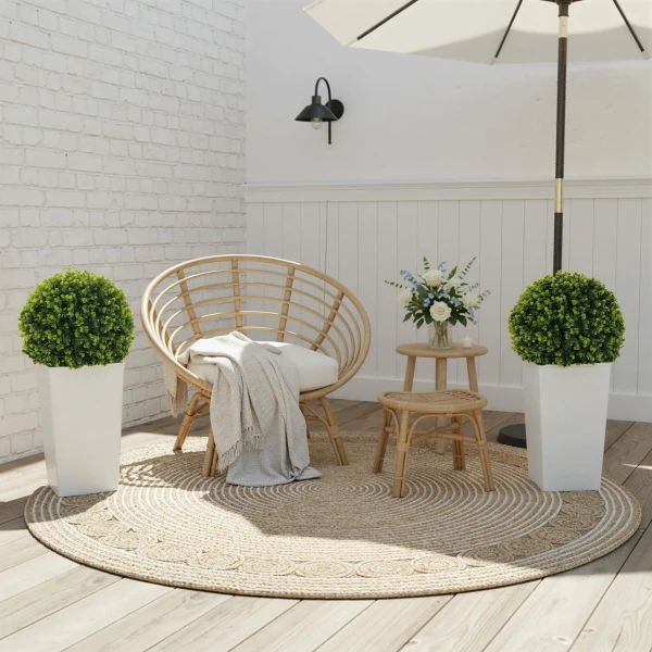 Set Van 2 Kunstmatige Eucalyptusbollen 65 Cm Kunstplant Met UV bescherming, 330 Bladeren In Pot, Groen